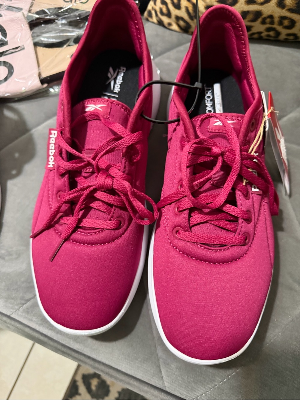 Reebok Women's Hot Pink Lace-Up Sneakers